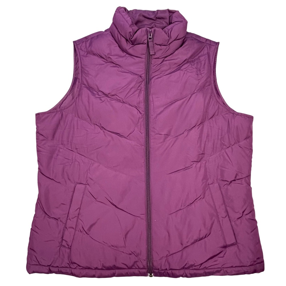 Lands End Purple Down Filled Quilted Puffer Vest Women Size L